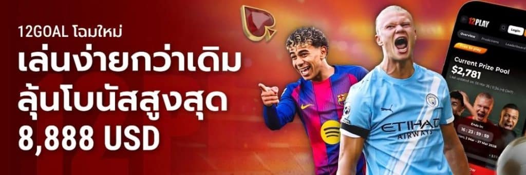 12GOAL เกมฟุตบอลเล่นง่าย ลุ้นโบนัสสูงสุด 8,888 USD